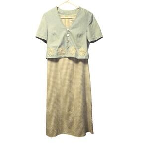 Vintage Plaza South Petites Gingham Dress Set